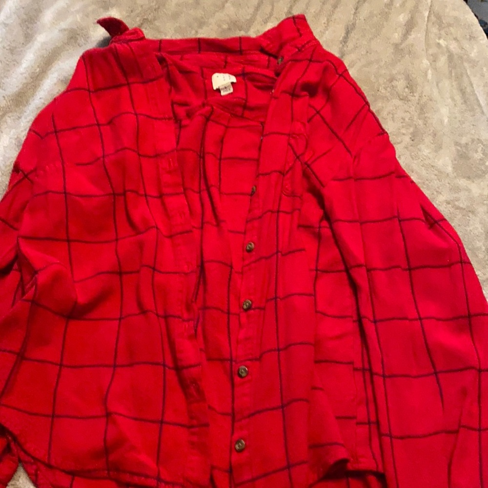 Button up red flannel shirt